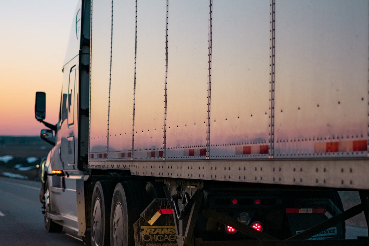 A tractor-trailer on the road