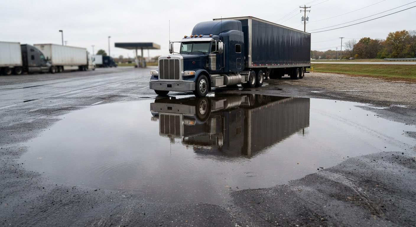 A professional truck driver beside a tractor